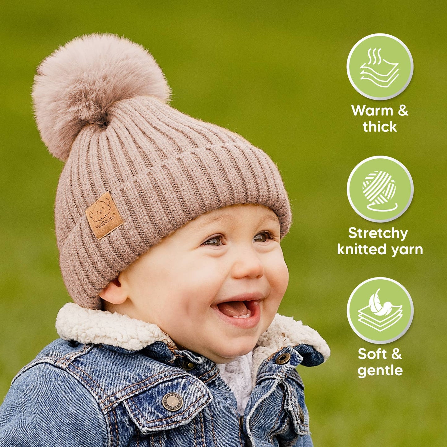 KeaBabies - KeaBabies 2-Pack Pom Knitted Beanie