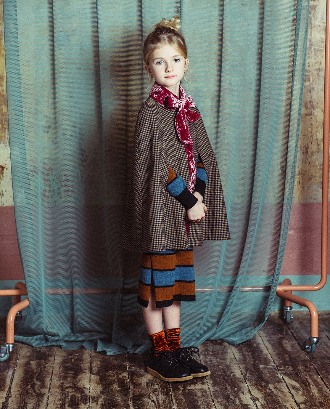 PAADE MODE - Checkered Lined Wool Cape Paddington