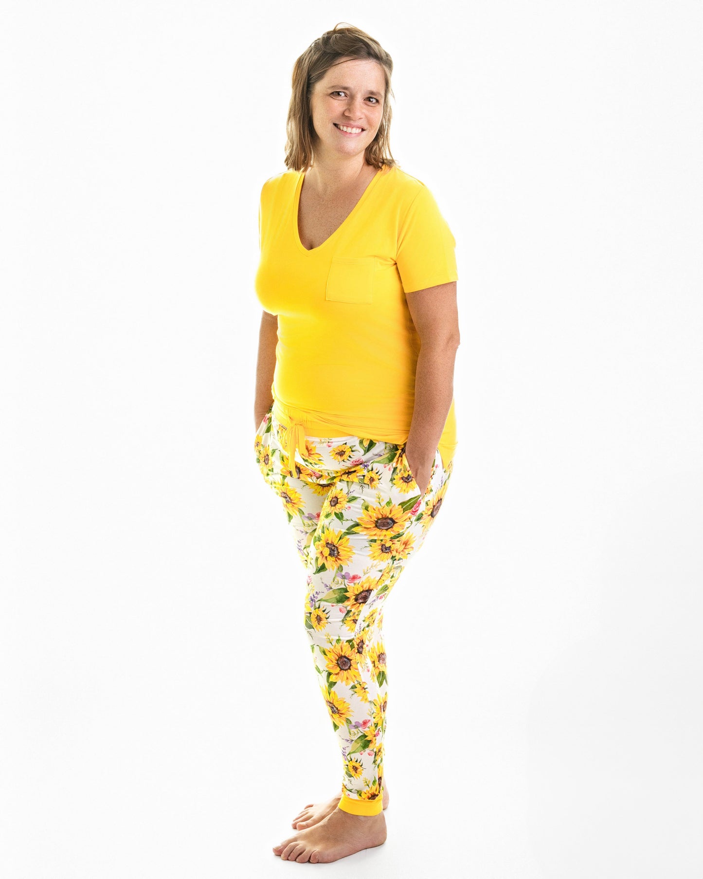 Suns and Roses (Sunflowers) Women's Solid Short Sleeve T-shirt
