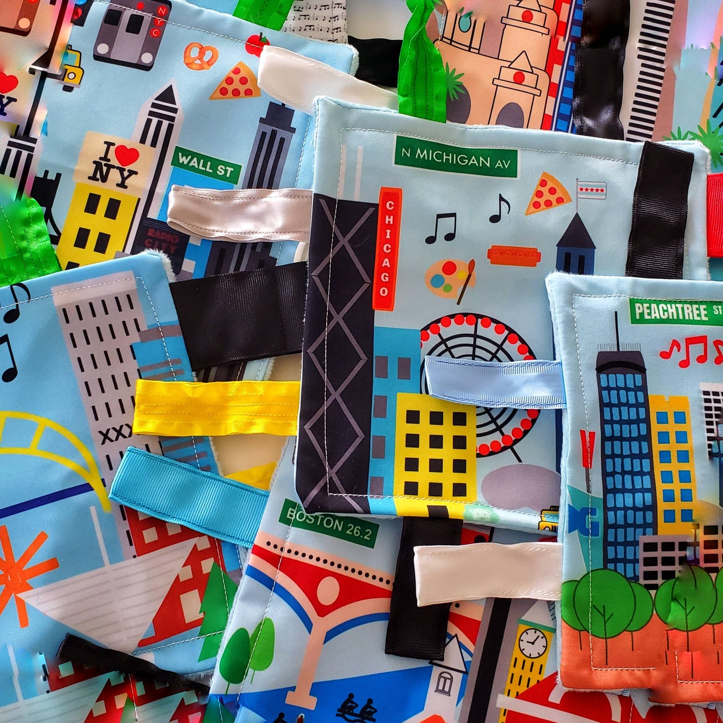 Baby Jack and Company - Boston Massachusetts Baby City Learning Tag Crinkle Squares