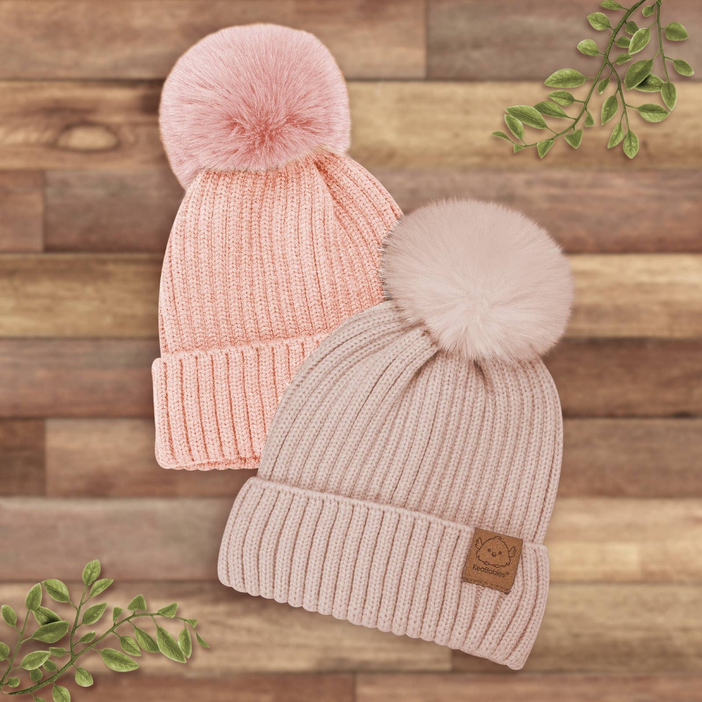 KeaBabies - KeaBabies 2-Pack Pom Knitted Beanie