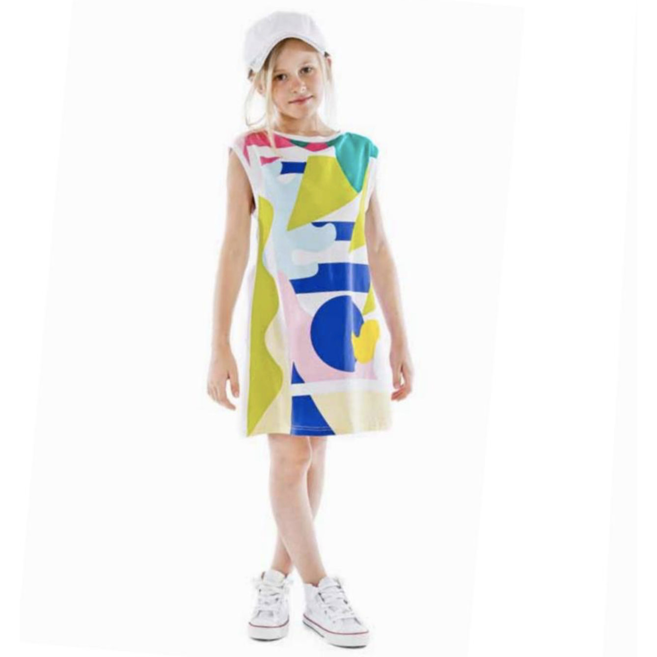 Fun&Fun - Girls Geometrical Fantasy Tunic Dress, White