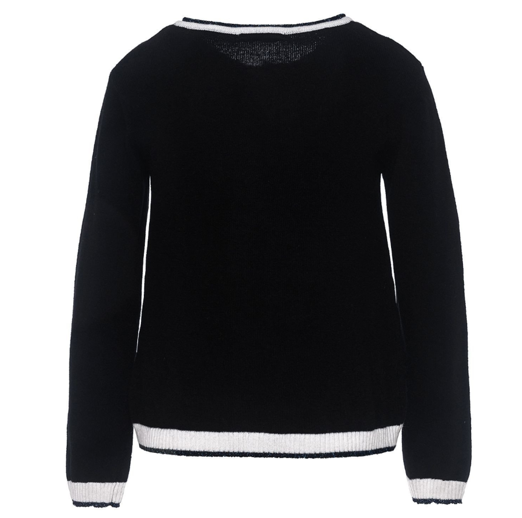 MONNALISA - Black Cardigan With Rose Intrasia
