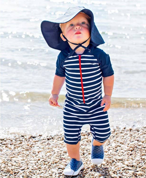 RuffleButts + RuggedButts - Kids Navy Sun Protective Hat