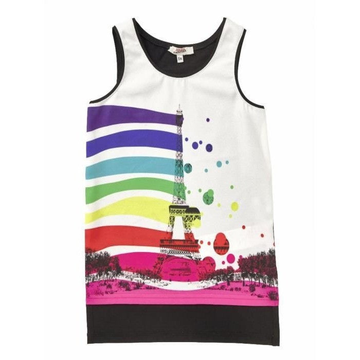 Junior Gaultier - Girls Sleeveless Top With Eiffel Tower, Multi