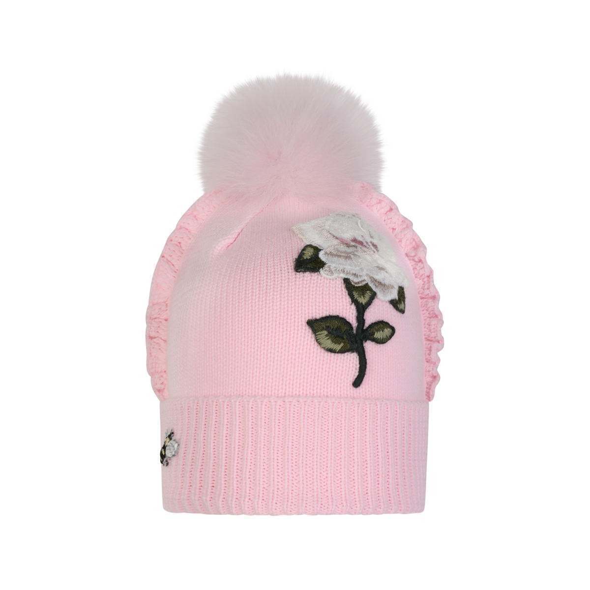 Monnalisa - Girl Rose Hat With Embroidery