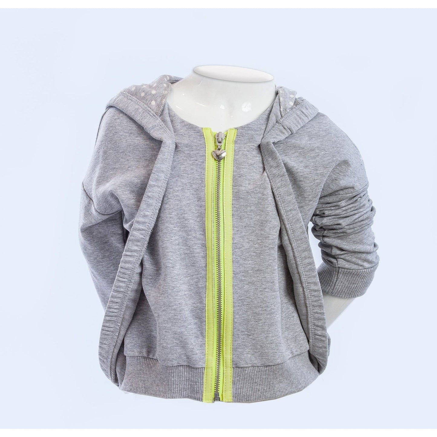 Fun&Fun - Girl Zipper Hoodie, Grey Lime