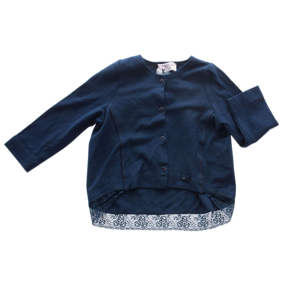 Monnalisa - Baby Girl Crepe Long Sleeve Cardigan,  Navy - 9M