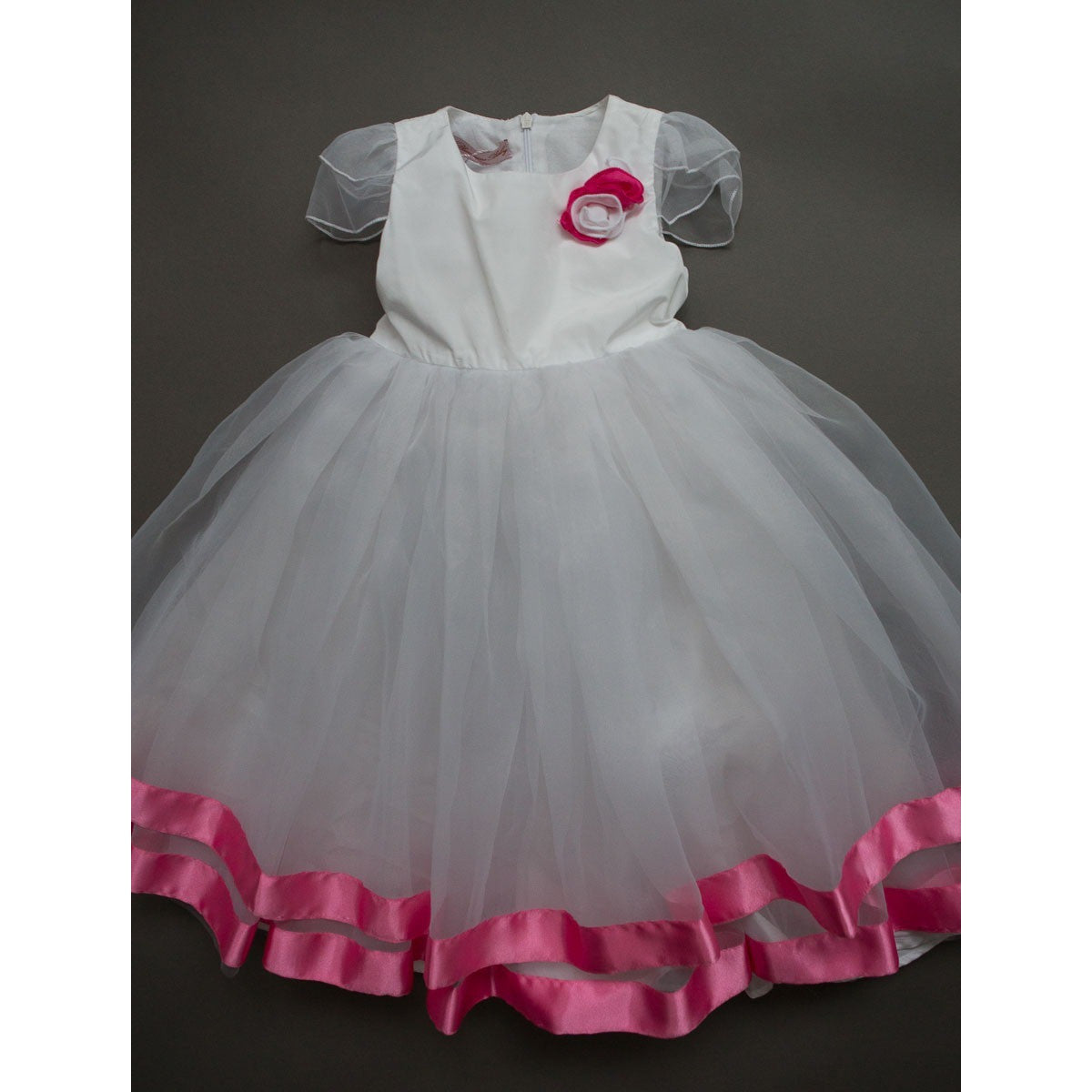 Blumarine Baby - Girls Puff Dress With Pink Satin Ribbon - 24M