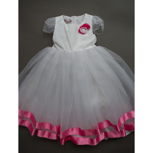 Blumarine Baby - Girls Puff Dress With Pink Satin Ribbon - 24M