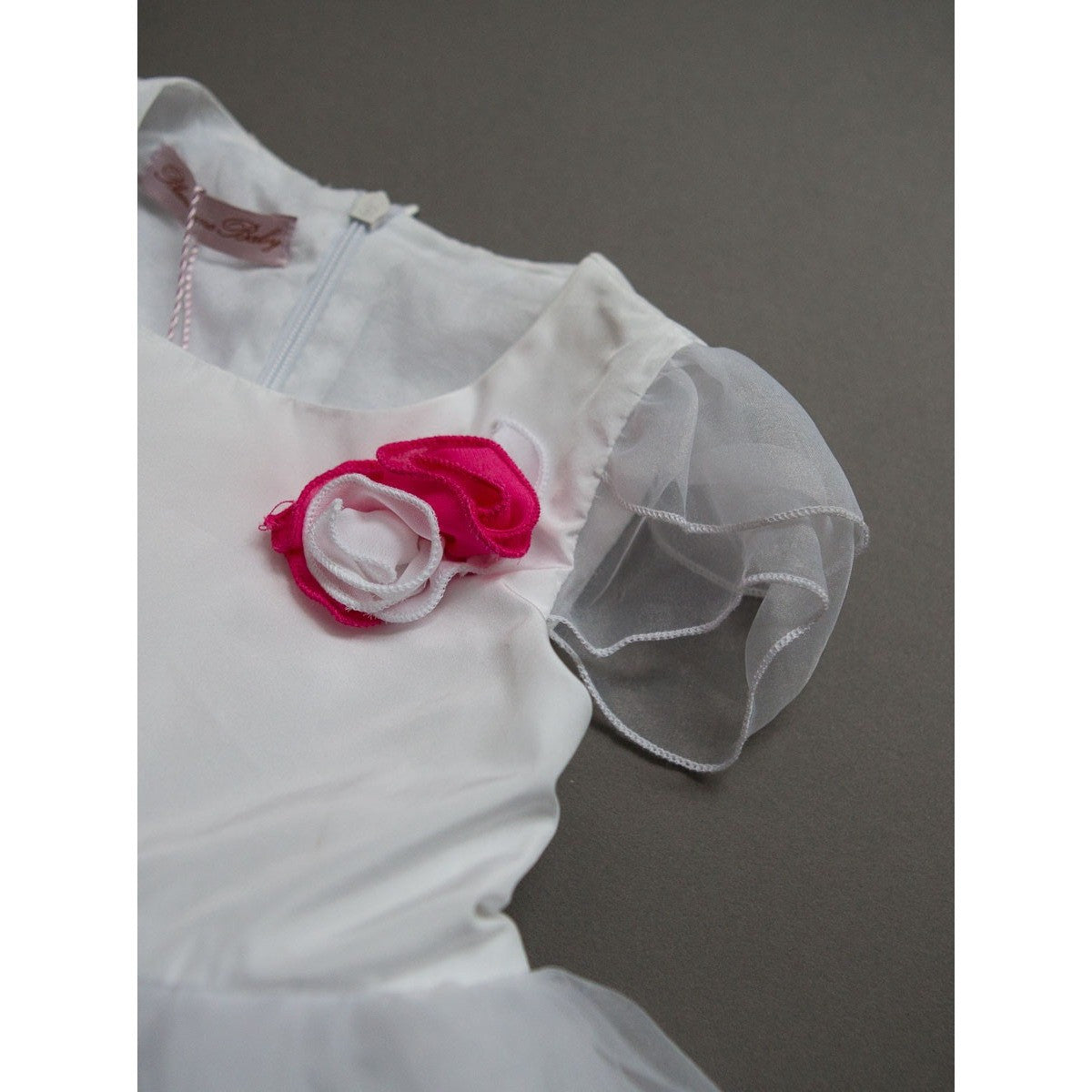 Blumarine Baby - Girls Puff Dress With Pink Satin Ribbon - 24M