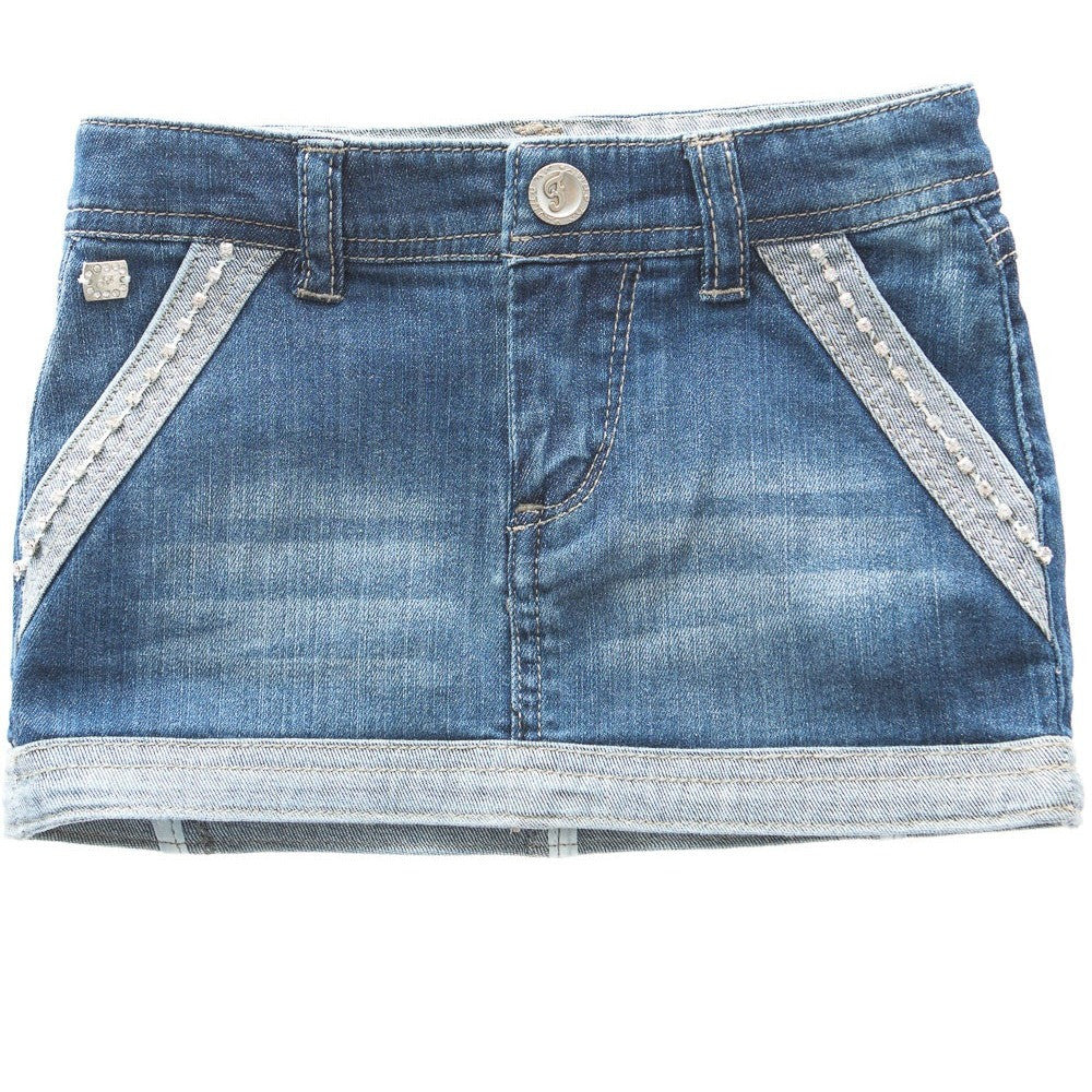 Fun&Fun - Baby Girl Kisses Mini Skirt, Denim