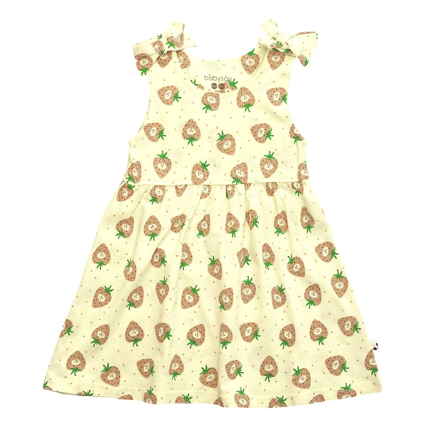 babysoy Inc - Pattern Bow Knot Shoulder Tank Dress- Ice Cream
