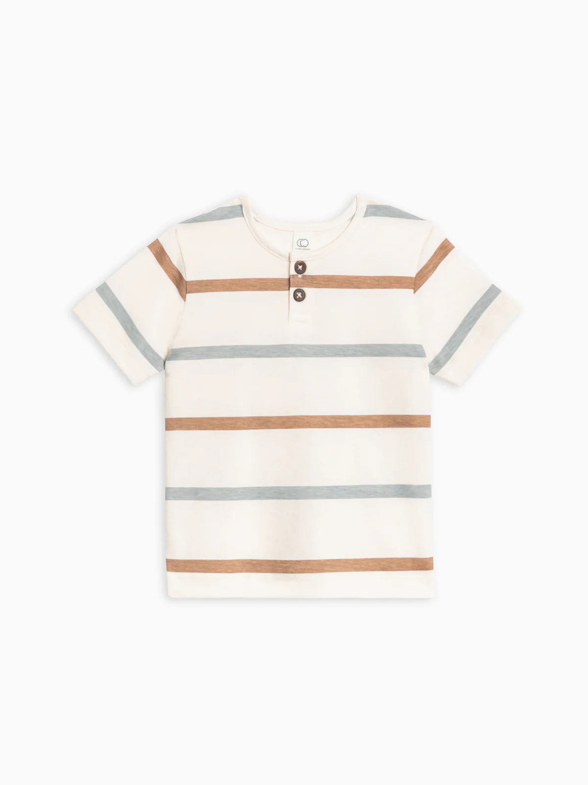 Colored Organics - Organic Baby & Kids Reef Henley Crew Neck Tee - Rye Stripe
