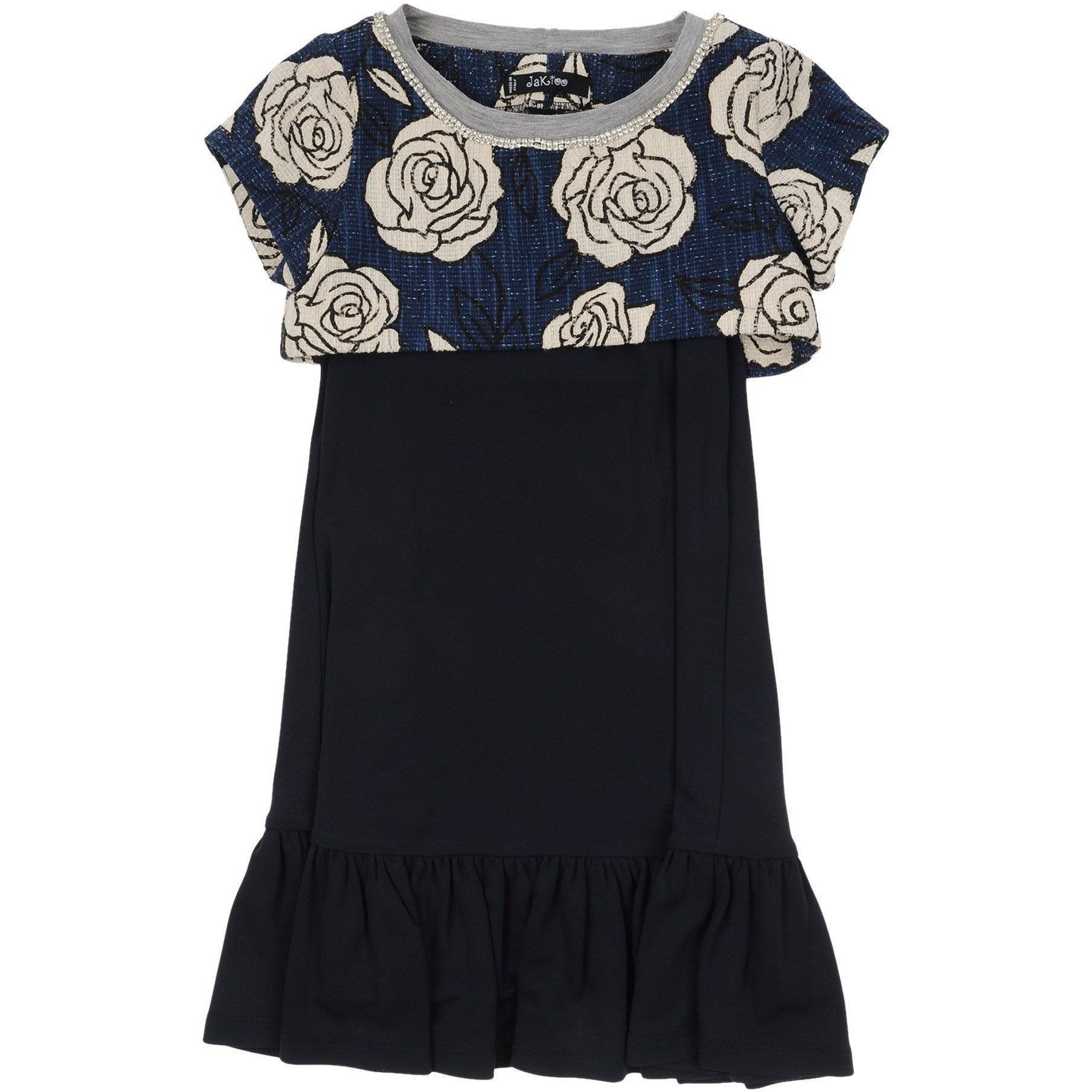 Monnalisa Jakioo - Girls Rose Pattern Print Top + Acetate Dress - Monnalisa - Dresses - www.kidinvogue.com