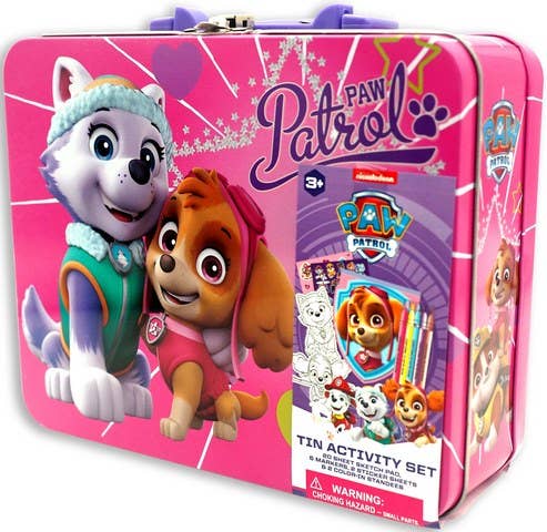Paw Patrol Coloring and Activity PINK Tin Box