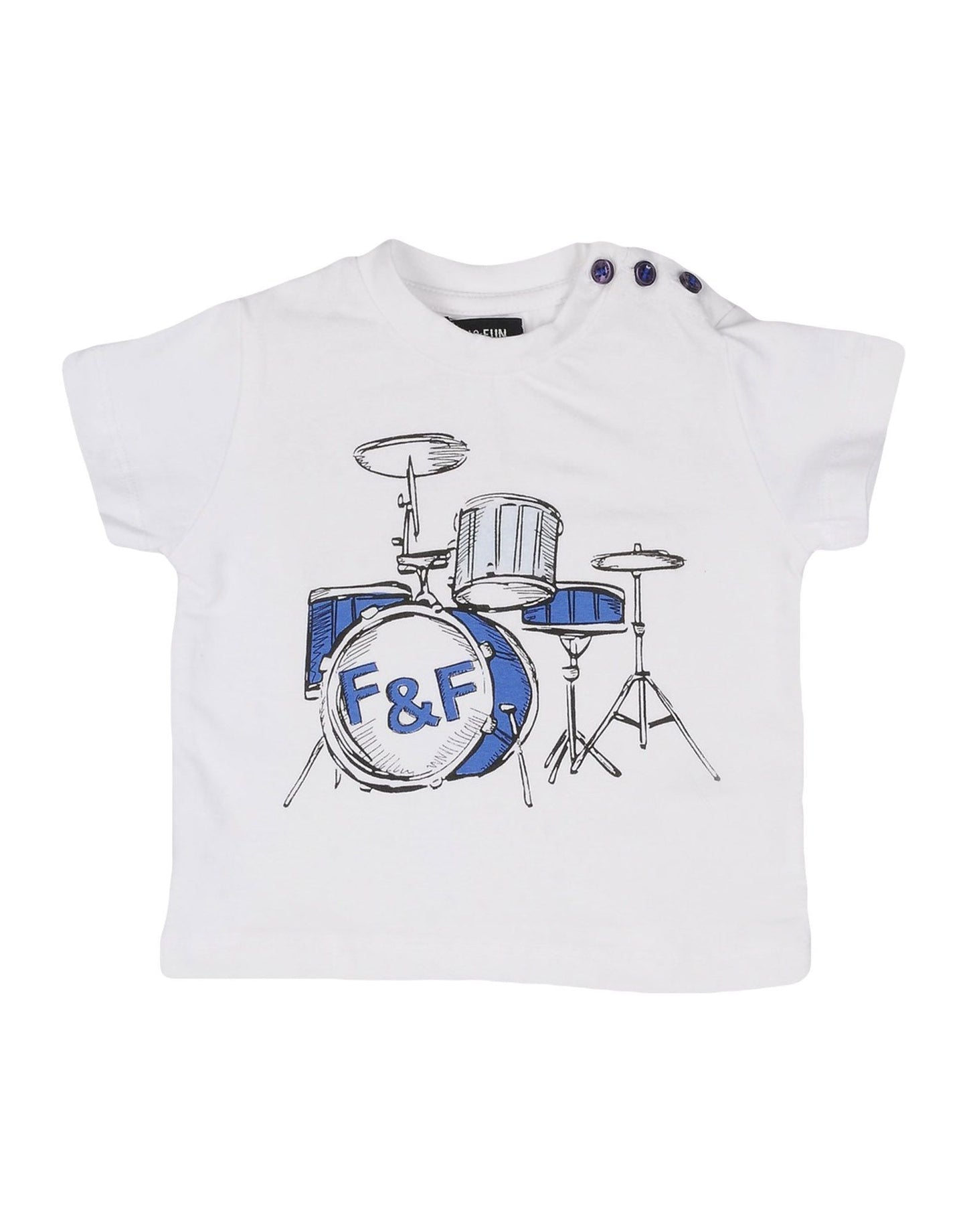 Fun&Fun - Baby Boy Drums Short Sleeve T-Shirt, White