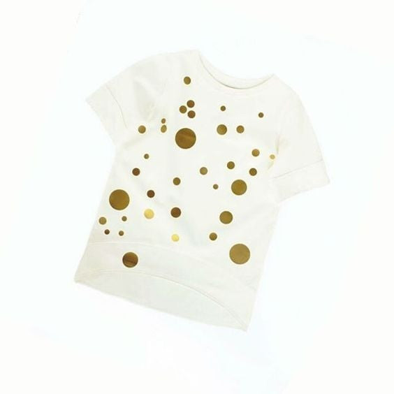 Nikolia - Boys and Girls Gold Drop Top, White