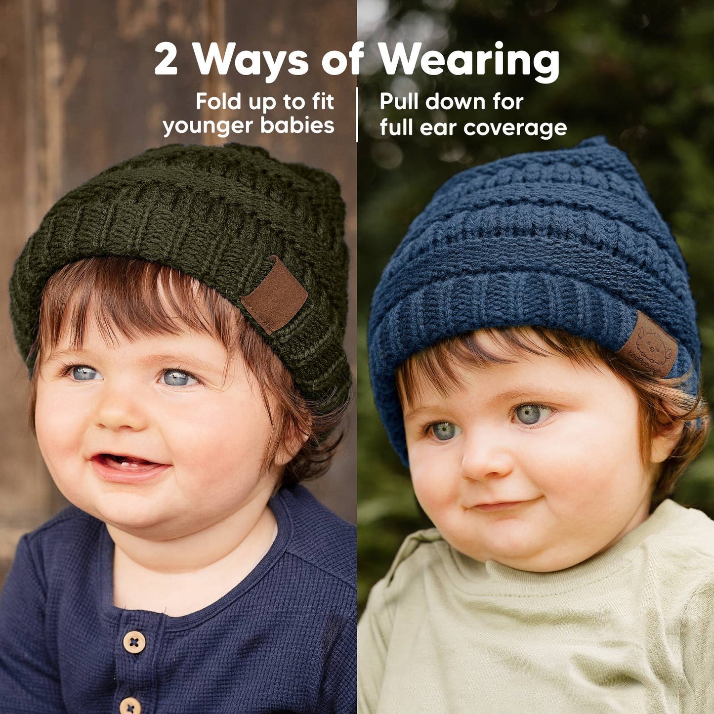 KeaBabies 3-Pack Warmzy Baby Beanies (Rhythm, M)