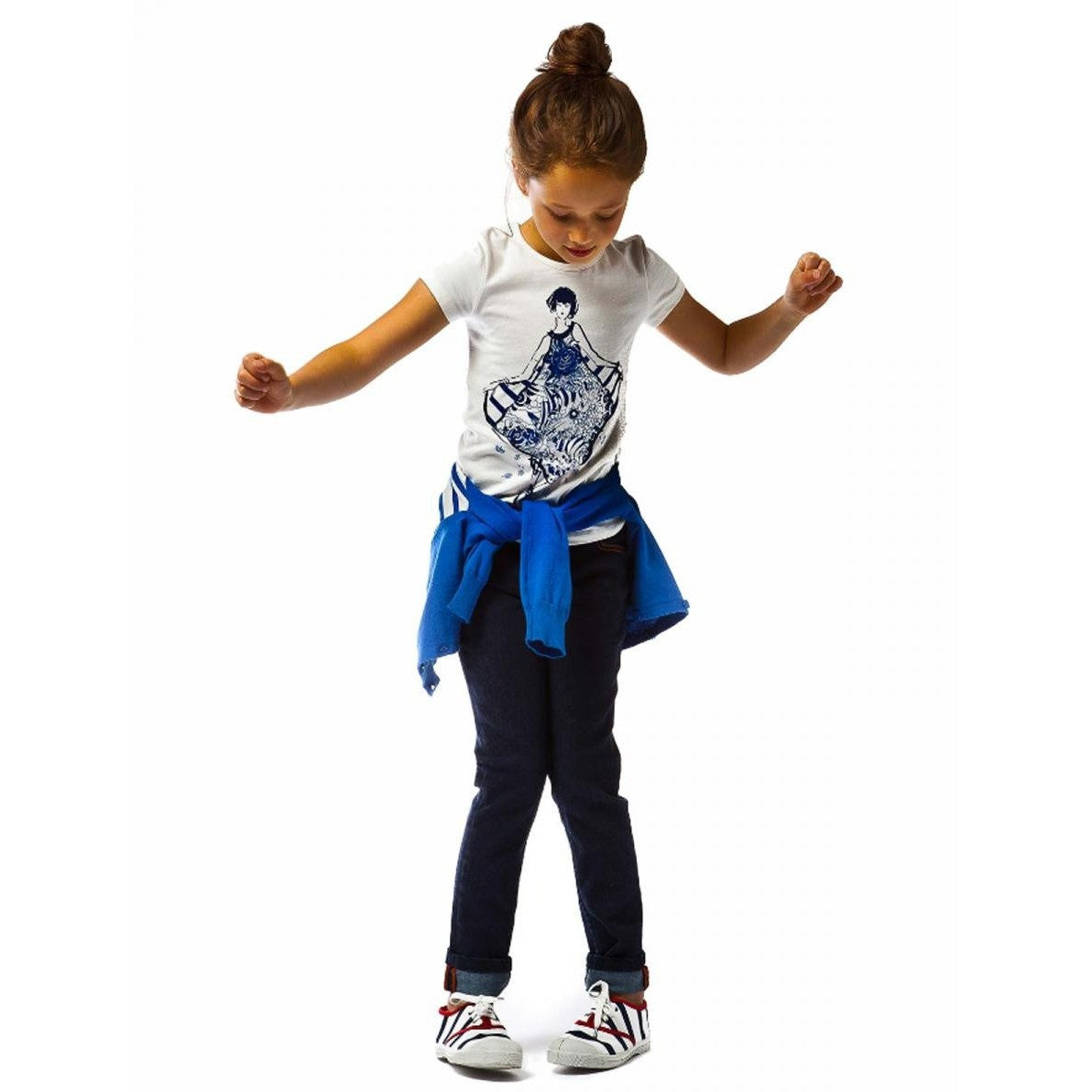 Junior Gaultier - Girls Short Sleeve Ecru Dancing Femme T-Shirt, White