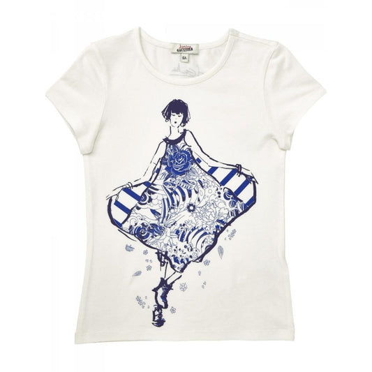 Junior Gaultier - Girls Short Sleeve Ecru Dancing Femme T-Shirt, White