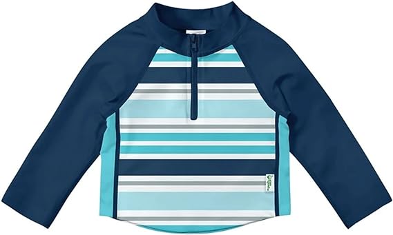 i Play by Green Sprouts Long Sleeve Zip Rash Guard Shirt | Quick-Dry, UPF 50+ Sun Protection | Half-Zip for Easy On-and-Off