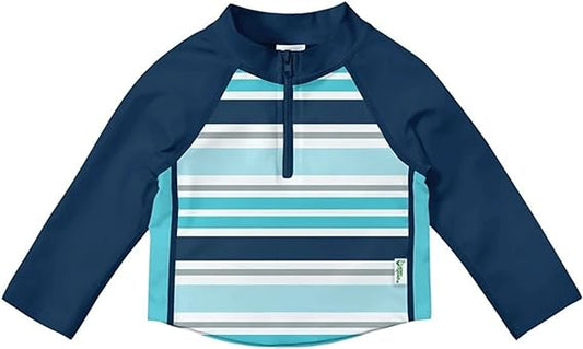 i Play by Green Sprouts Long Sleeve Zip Rash Guard Shirt | Quick-Dry, UPF 50+ Sun Protection | Half-Zip for Easy On-and-Off