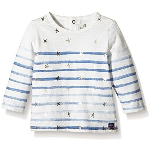 Jean Bourget - Baby Girl Tiny Fille Casual Chic Stars and Stripes Tee, White