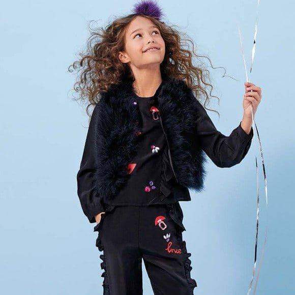 SONIA RYKIEL ENFANT - Badina Black Ruffled Pant