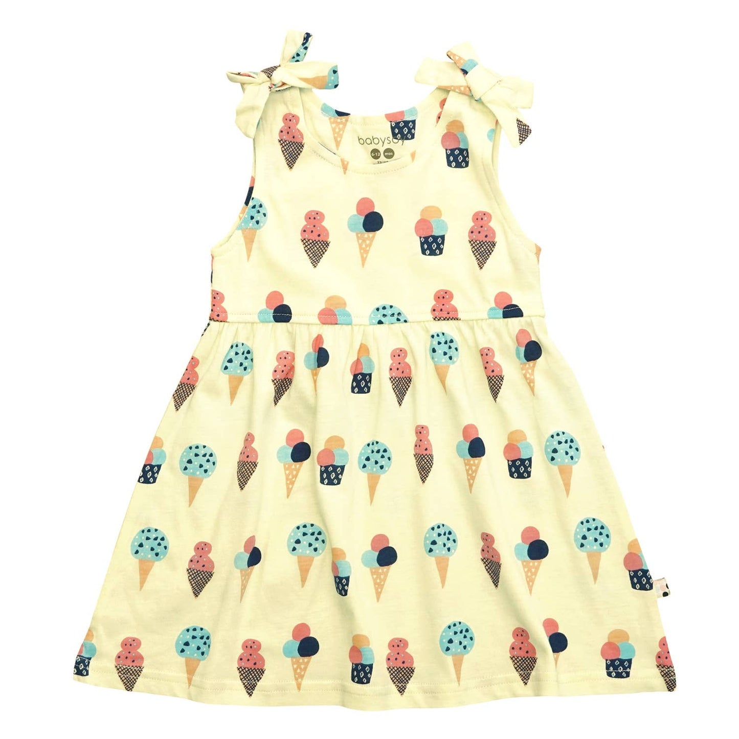babysoy Inc - Pattern Bow Knot Shoulder Tank Dress- Ice Cream