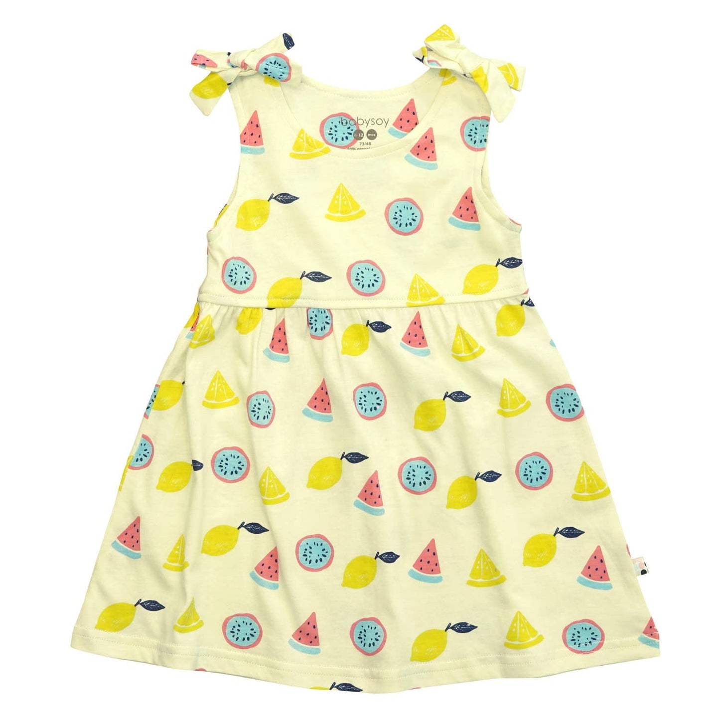 babysoy Inc - Pattern Bow Knot Shoulder Tank Dress- Ice Cream