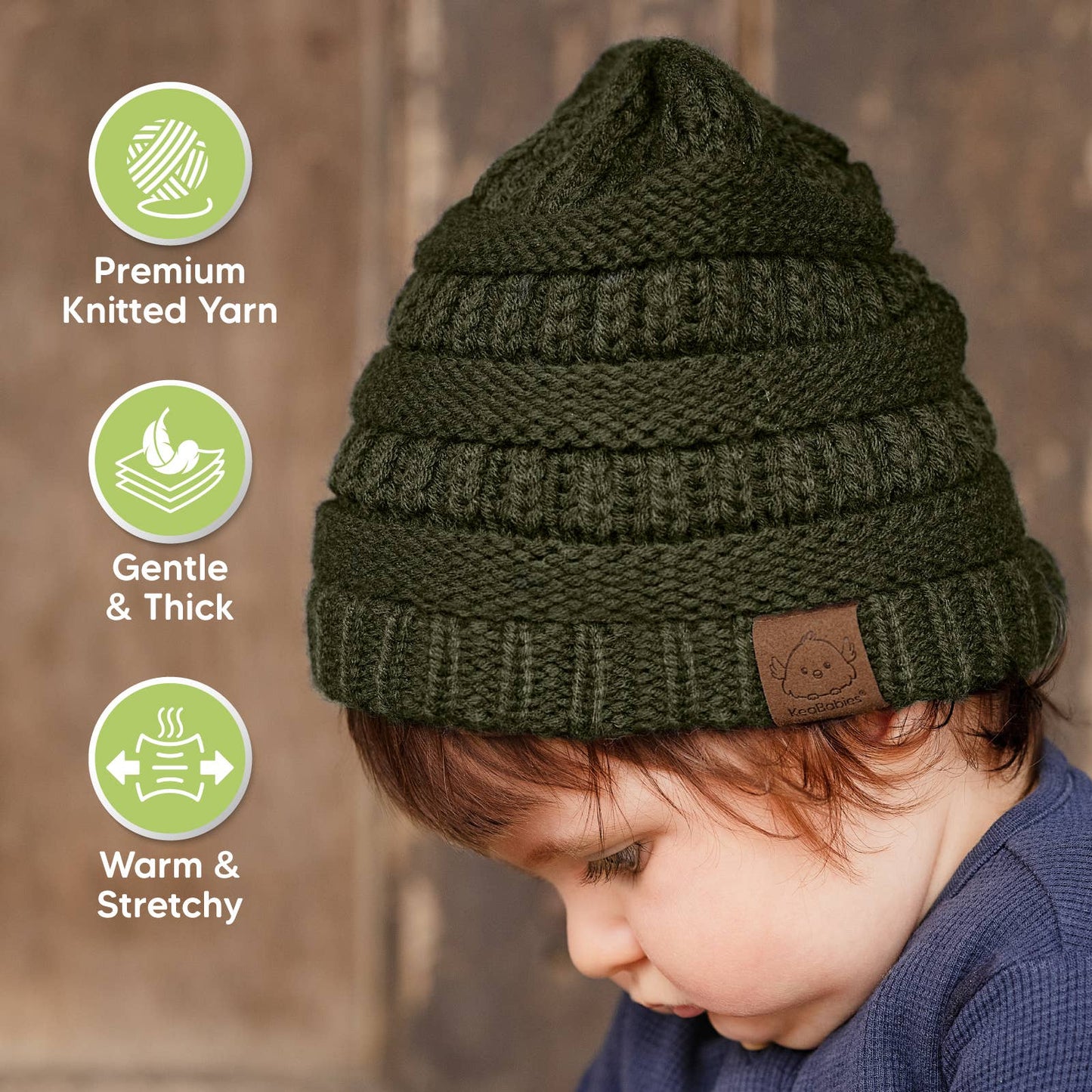 KeaBabies 3-Pack Warmzy Baby Beanies (Rhythm, M)