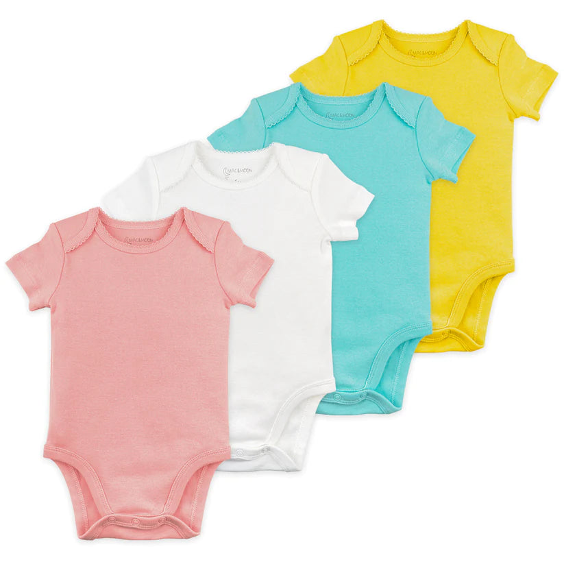 4-Pack Organic Cotton Bodysuit in Rainbow Cloud Print