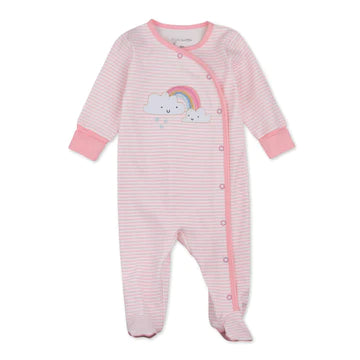 Mac & Moon; Organic Sleep & Play in Pink striped Rainbow cloud; DF22S1632