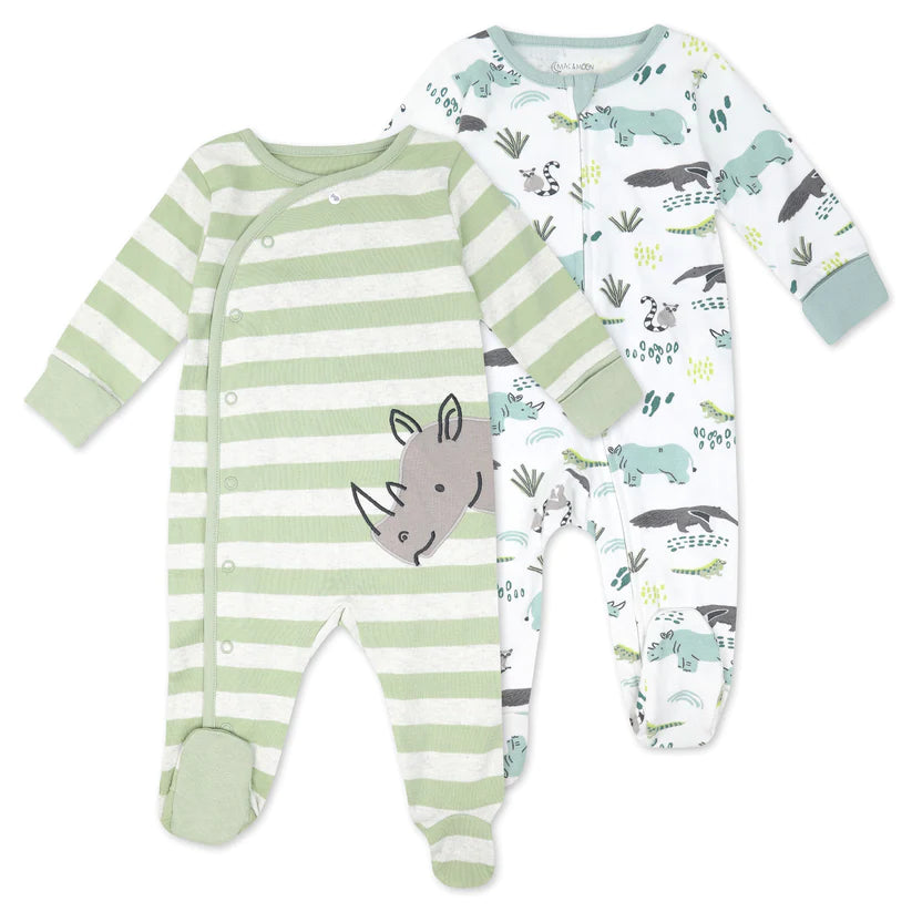 Organic Cotton 2-Pack Sleep & Play in Rhino Buddies Print; DS22M1706