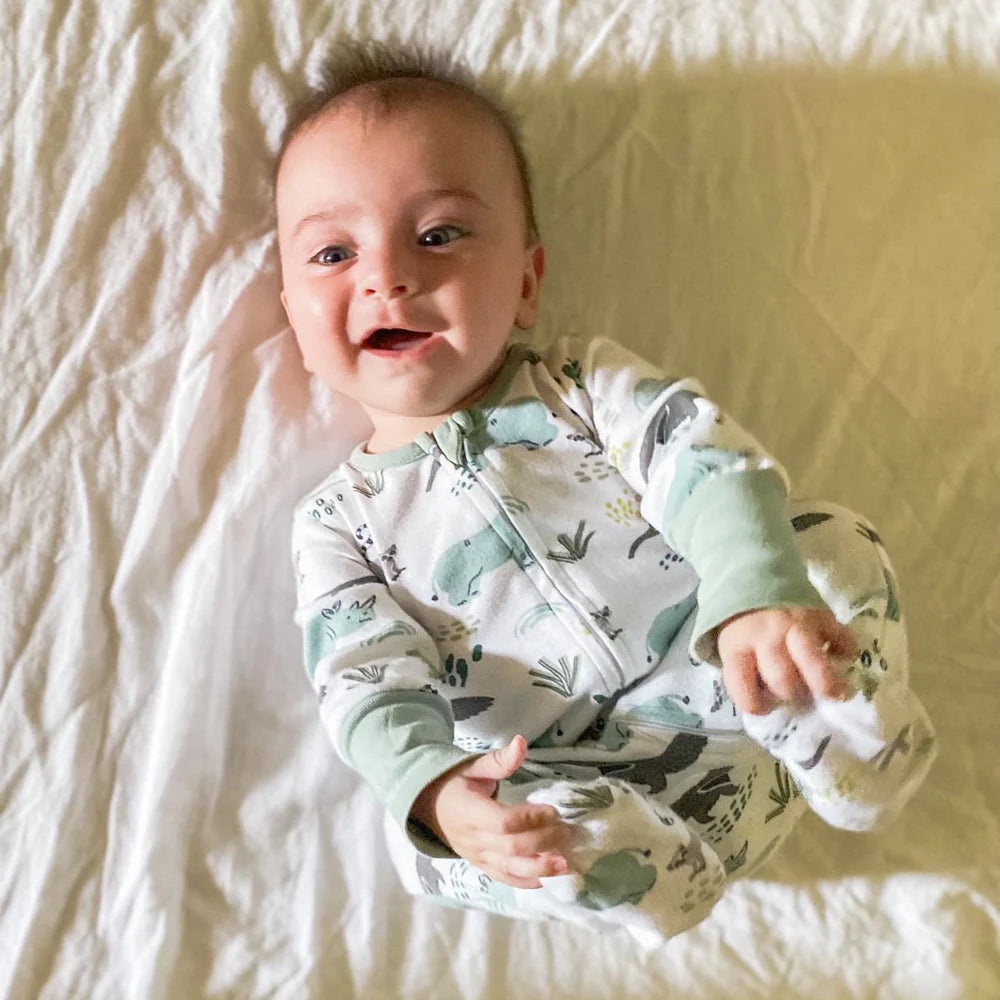Organic Cotton 2-Pack Sleep & Play in Rhino Buddies Print; DS22M1706
