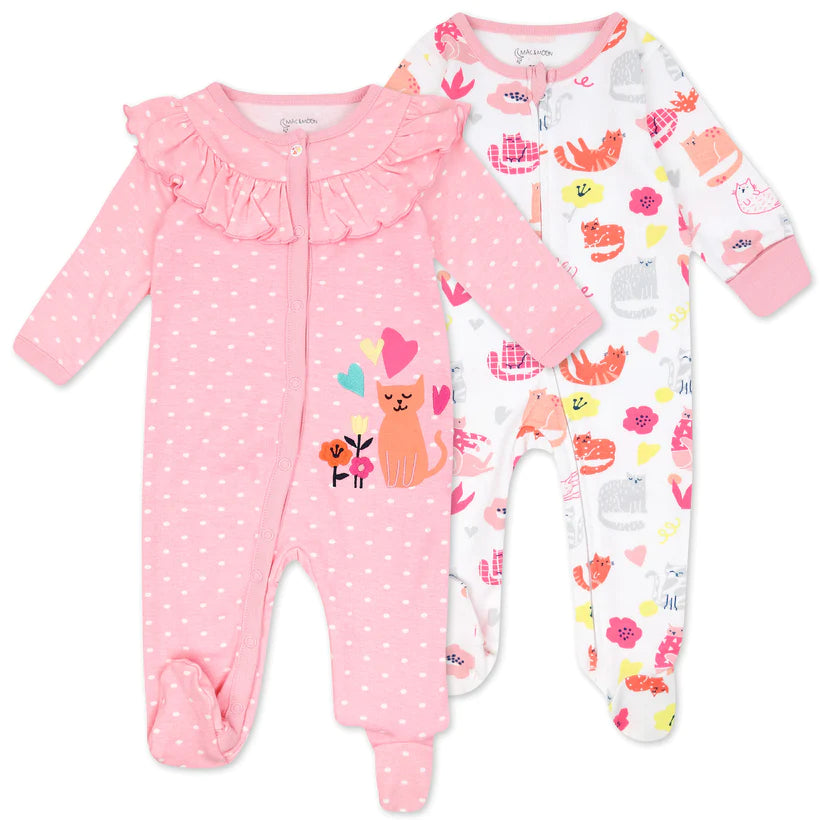 2-Pack Organic Cotton Sleep & Play in Caturday Print