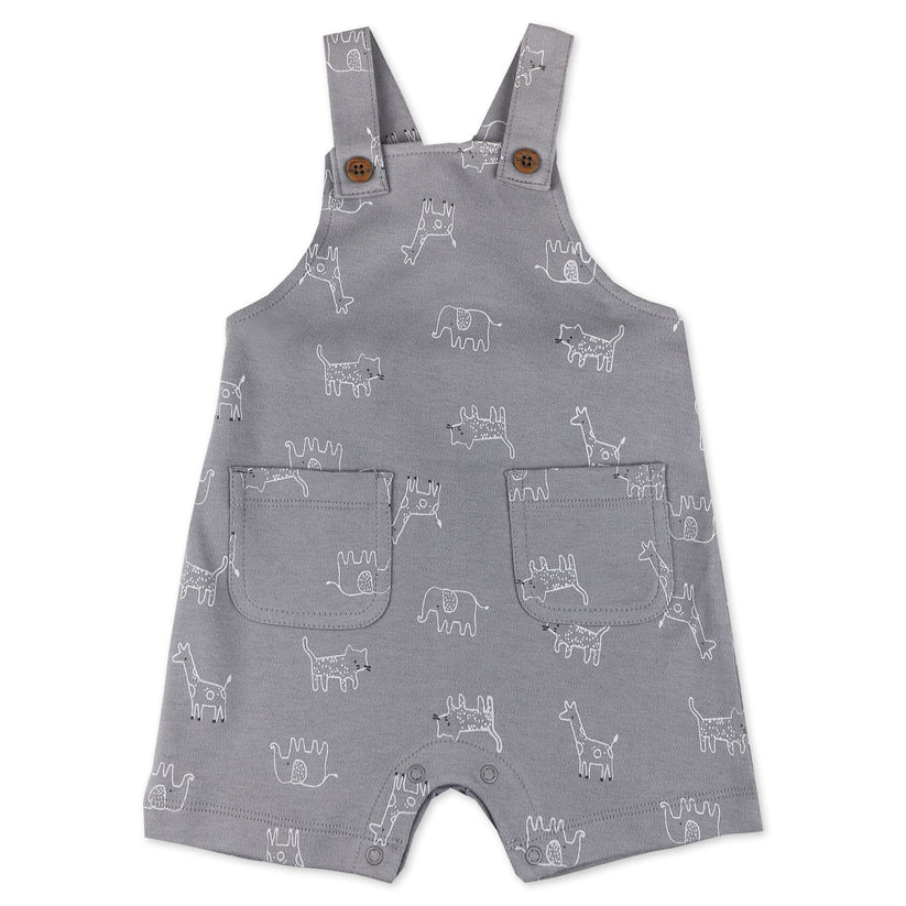 Organic Cotton 2-Piece Shortall Set in Safari Pals Print