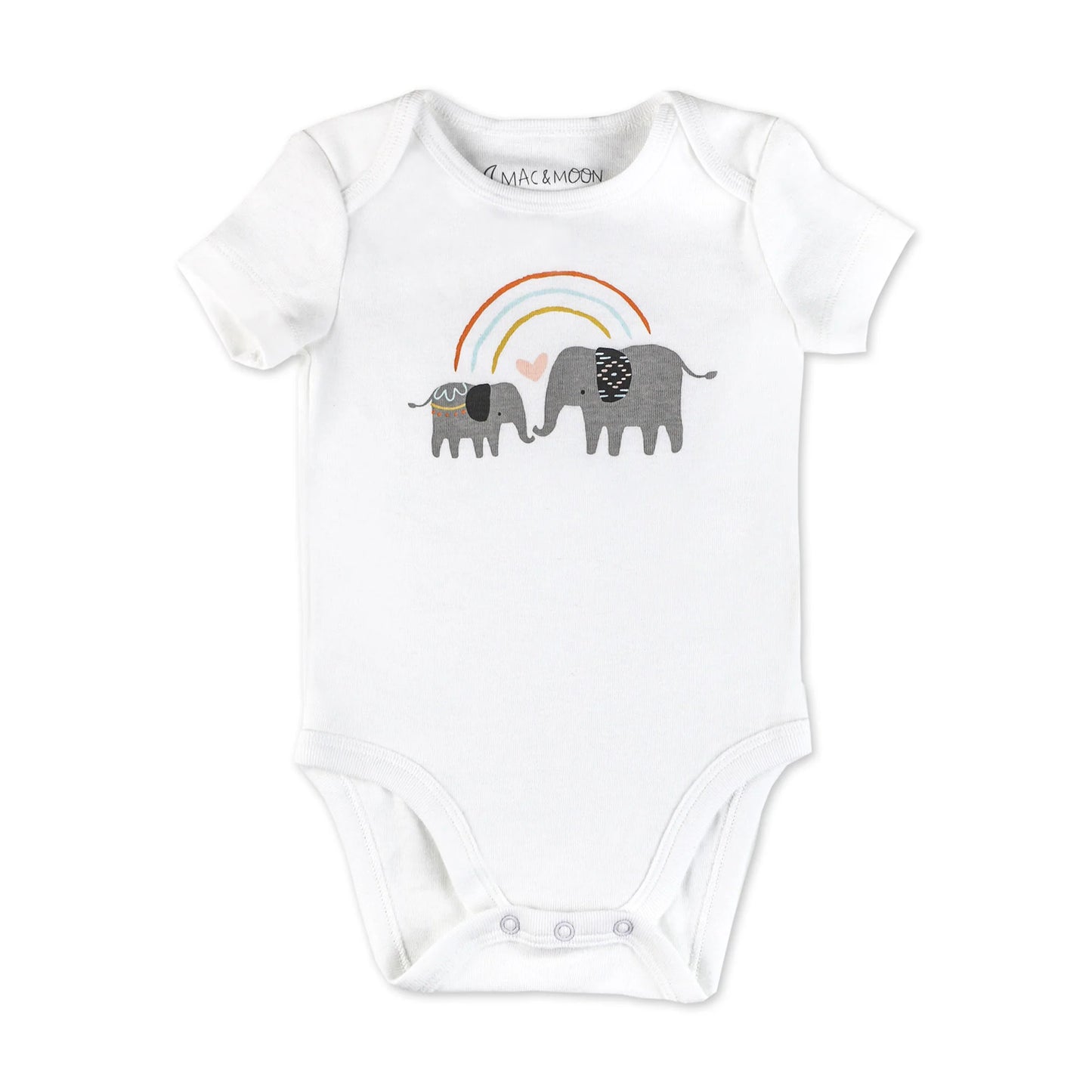 Graphic Elephants and Rainbow Short-Sleeve Bodysuit