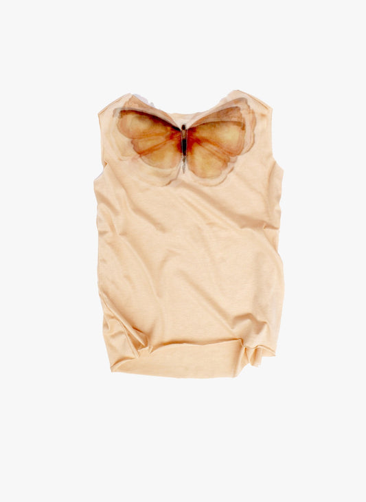 Nikolia - Girls Butterfly Short Sleeve T-Shirt, Peach