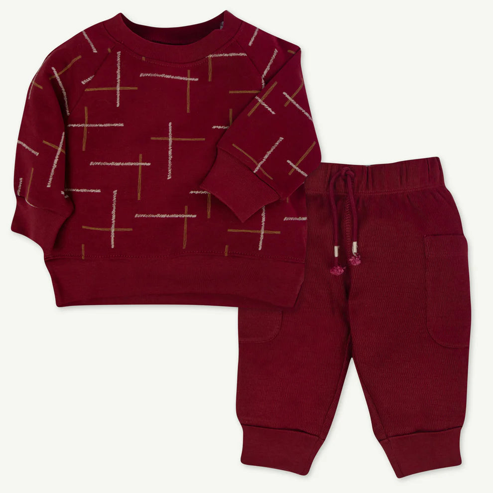 2-Piece Burgundy Sweatsuit