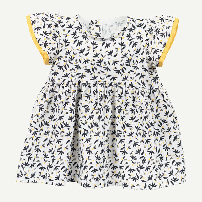 Black & Gold Floral Print Dress Set