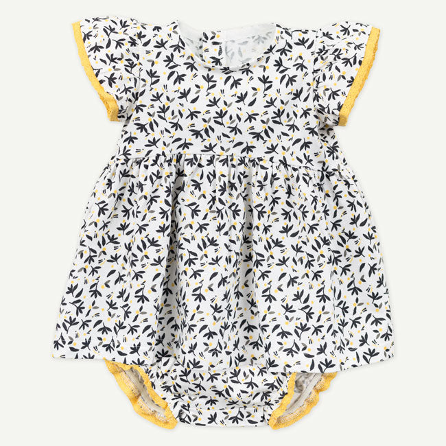 Black & Gold Floral Print Dress Set