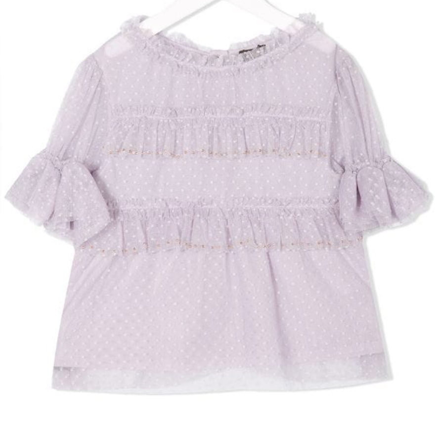 VELVETEEN - Hillary Heather Dot Mesh Blouse