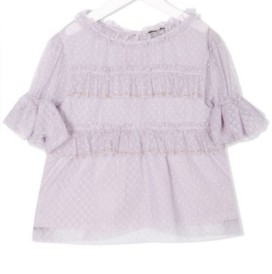 VELVETEEN - Hillary Heather Dot Mesh Blouse