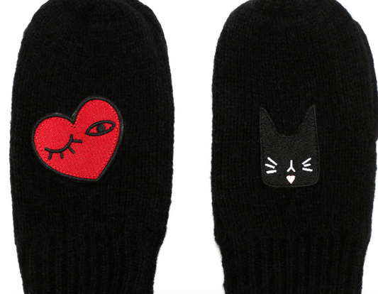 SONIA RYKIEL ENFANT - Wool Mix Kitten Applique Mittens