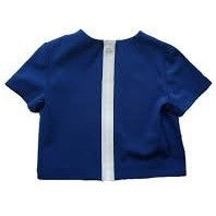 MiMiSol - Girls Bi-Color Jersey Crop Top, White And Blue - 5Y