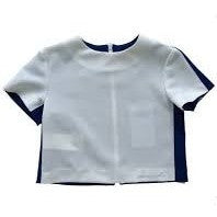 MiMiSol - Girls Bi-Color Jersey Crop Top, White And Blue - 5Y