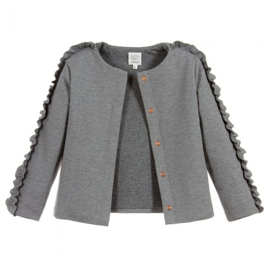 CARREMENT BEAU - Grey Milano Jersey Jacket With Ruffle Sleeve