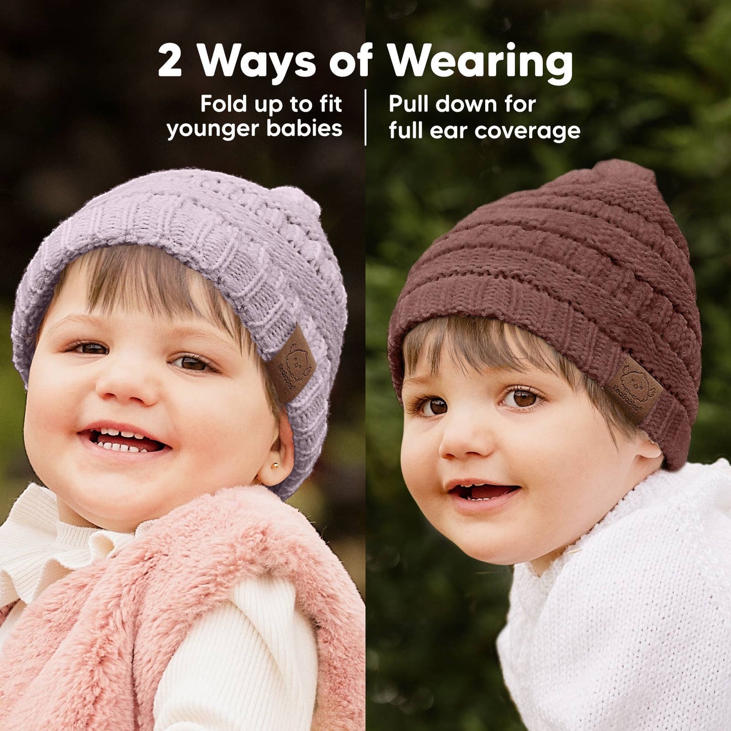 KeaBabies 3-Pack Warmzy Baby Beanies (Mauve, M)
